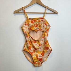 Art Class Girl’s Cut-Out Retro Floral One Piece Swimsuit Bathing Suit 70s Hippie